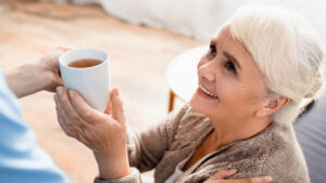 Live-in carer making tea.